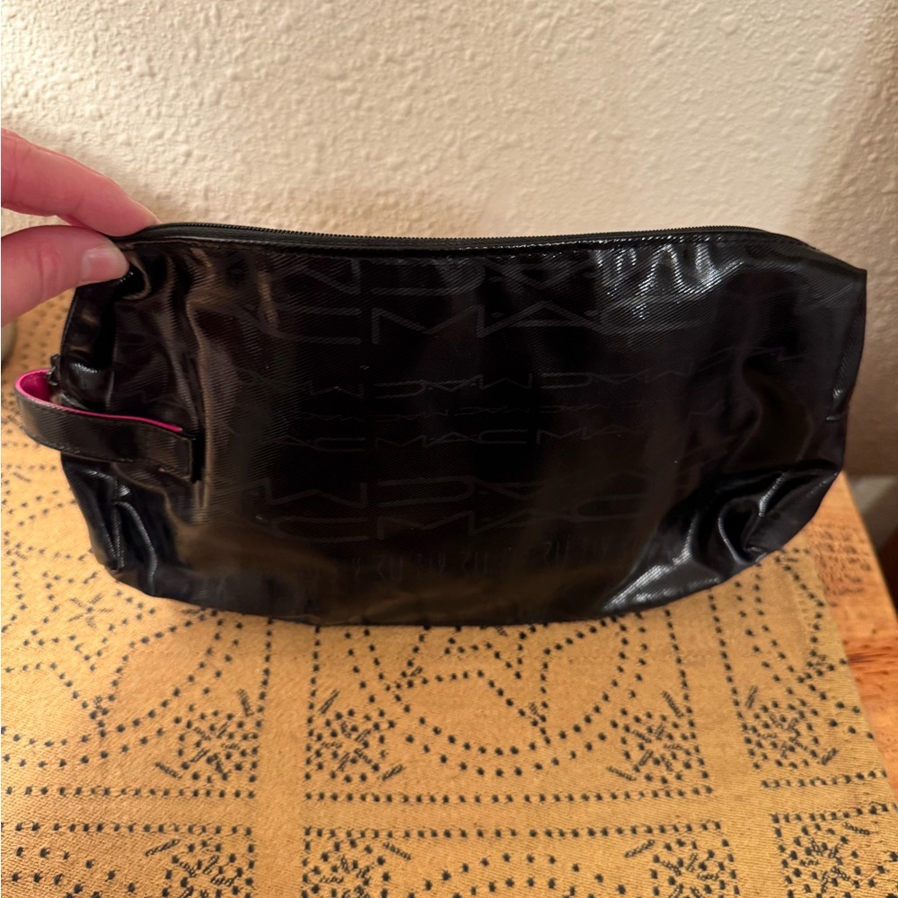 MAC Cosmetics Black Cosmetic Bag with Pink Lining - Picture 2 of 5